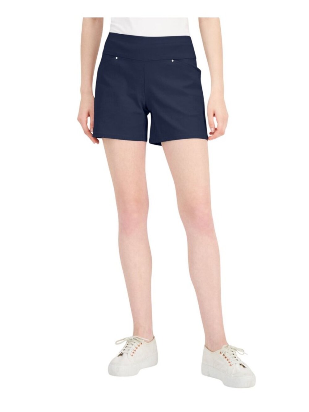 NWT INC International Concepts Pocket Mid-Rise Pull-On Shorts Indigo Sea Blue 6